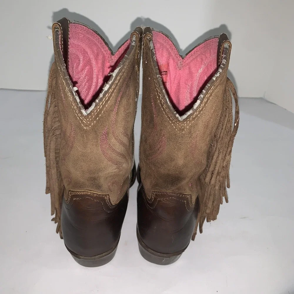 Ariat Boots Girls Size 2 Brown Leather Western Fringe Cowgirl Riding 10011908